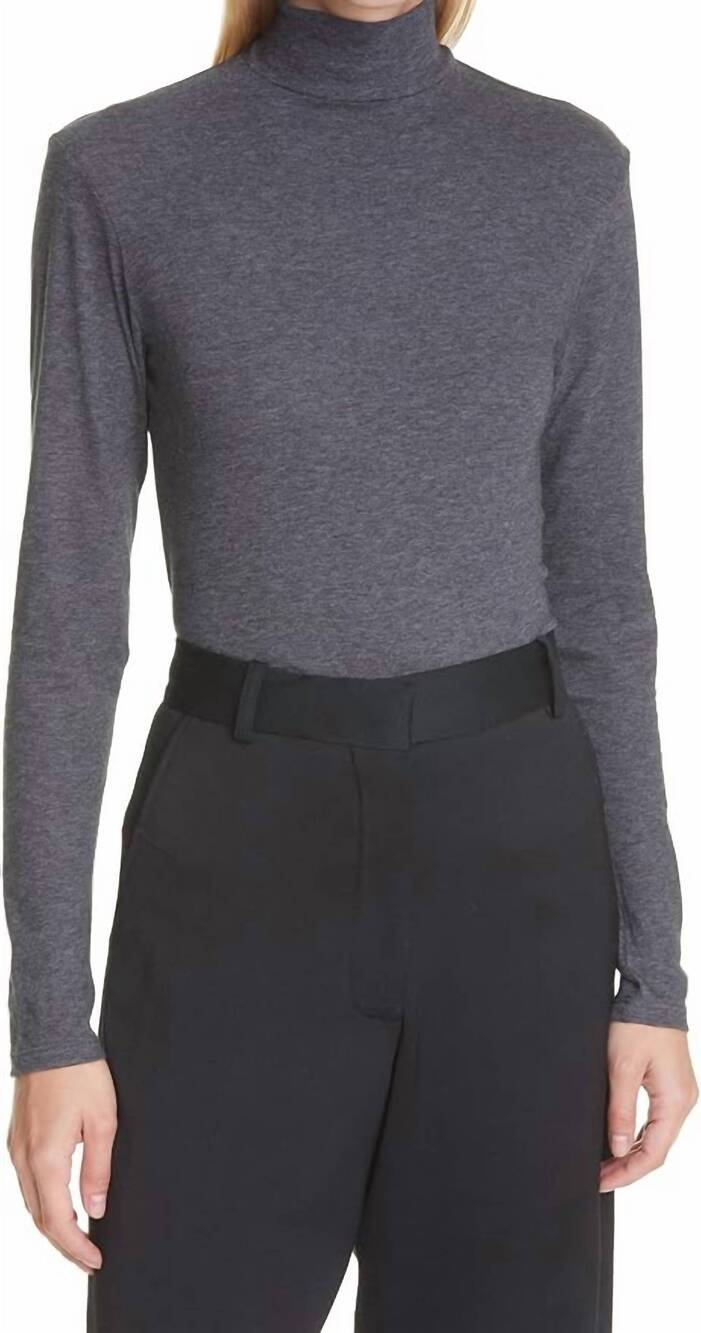 NEW FRAME le mid turtle neck sweater in charcoal heather